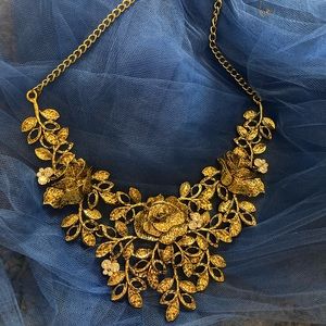 Gold floral statement necklace